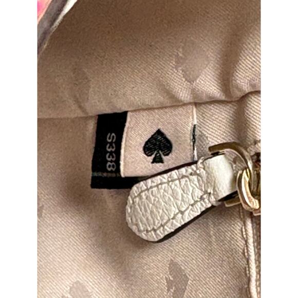 Kate Spade Leila Flap Striped Canvas Backpack Pebbled Leather Pink White main image 6